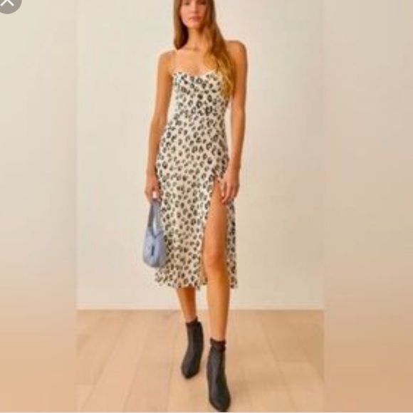 Reformation Dresses & Skirts - Reformation Leopard Print Spaghetti Strap Dress Size 6